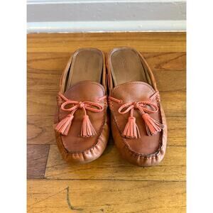 Coach Nevada mule tassel loafer brown leather size 8B